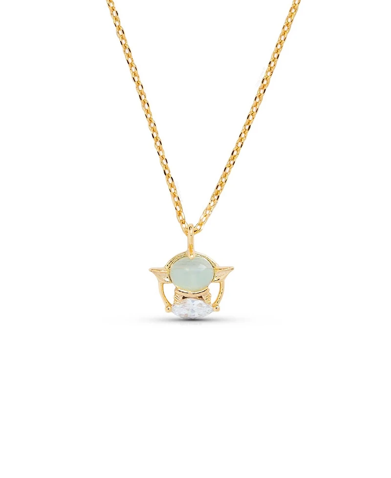 Girls Crew Crystal Star Wars Grogu Gold Plated Necklace