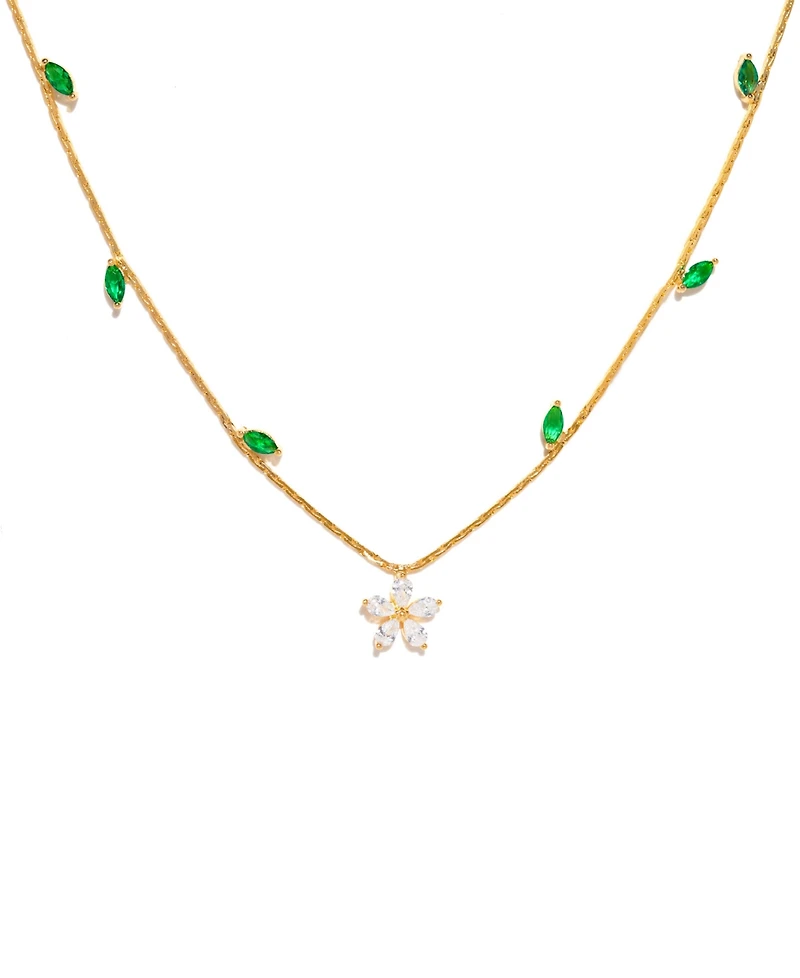 Girls Crew Crystal Fresh Bloom Gold Plated Necklace