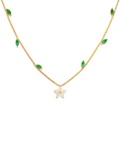 Girls Crew Crystal Fresh Bloom Gold Plated Necklace