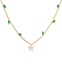 Girls Crew Crystal Fresh Bloom Gold Plated Necklace