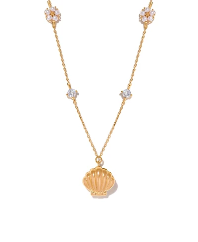 Girls Crew Crystal Hidden Faux Cultivated Pearl Shell Necklace