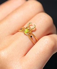 Girls Crew Crystal Gold Plated Marvel Studios Loki God of Stories Ring Set