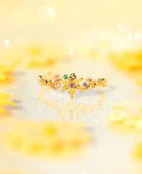 Girls Crew Disney Tangled Sundrop Flower Gold Plated Crystal Rings