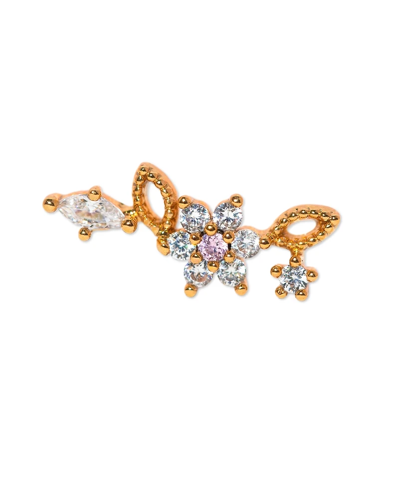 Girls Crew Gold Plated Sparkle Flower Crystal Piercing Style Earrings