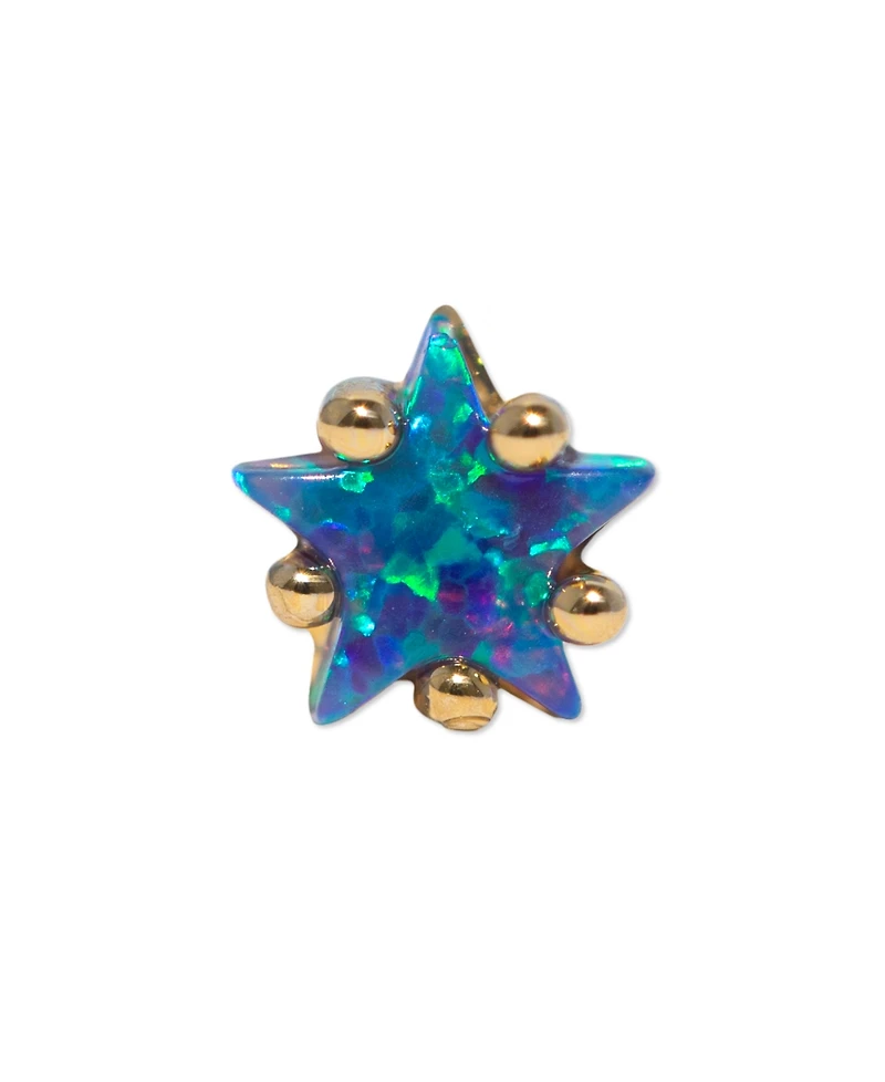 Girls Crew Gold Plated Faux Blue Opal Star Crystal Piercing Style Earrings