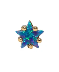 Girls Crew Gold Plated Faux Blue Opal Star Crystal Piercing Style Earrings