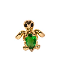 Girls Crew Gold Plated Tiny Turtle Crystal Piercing Style Earrings