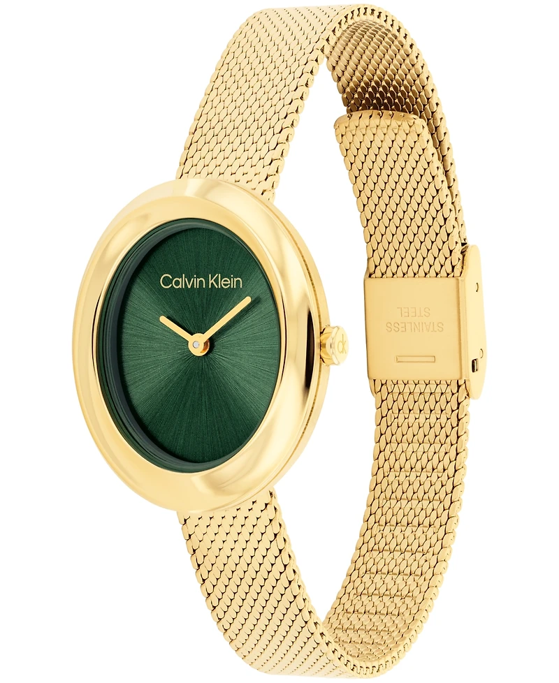 Calvin Klein Women's Twisted Bezel Gold Tone Stainless Steel Bracelet Watch, 24mm