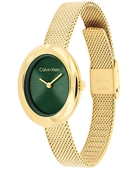 Calvin Klein Women's Twisted Bezel Gold Tone Stainless Steel Bracelet Watch, 24mm