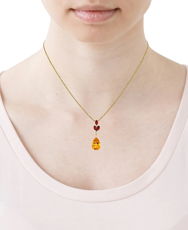 Macy's Citrine (2-9/10 ct. t.w.), Garnet (5/8 ct. t.w.) and Accent Diamond Necklace in 10K Yellow Gold