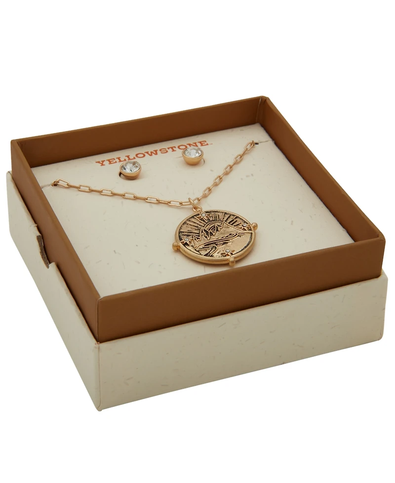 Yellowstone 2-Pc. Landscape Pendant Necklace and Stud Earrings Gift Set