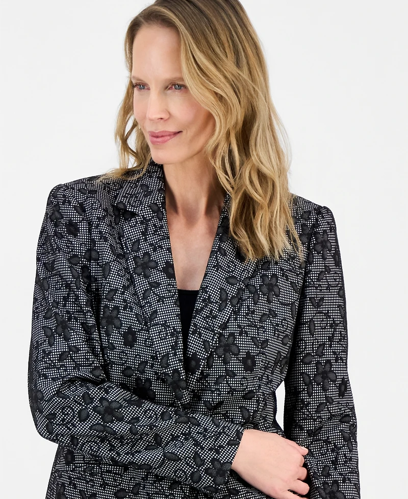 Kasper Women's Floral Ponte Notch-Collar Jacket