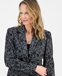 Kasper Women's Floral Ponte Notch-Collar Jacket