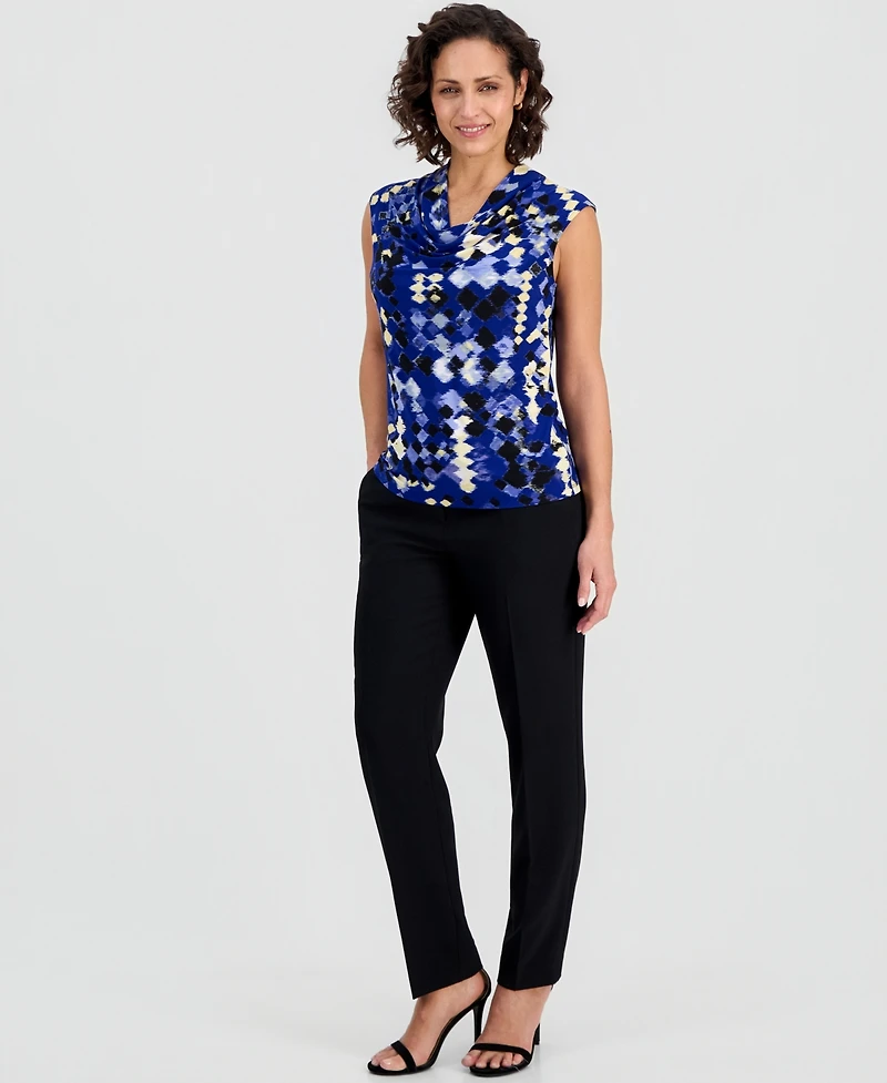 Kasper Women's Diamond Print Cowl Neck Top