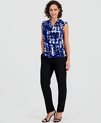 Kasper Women's Diamond Print Cowl Neck Top