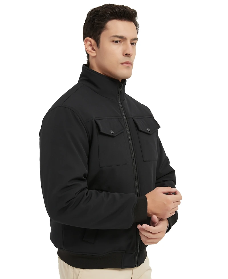 Hawke & Co. Men's Stand Collor Softshell Utility Bomber Jacket
