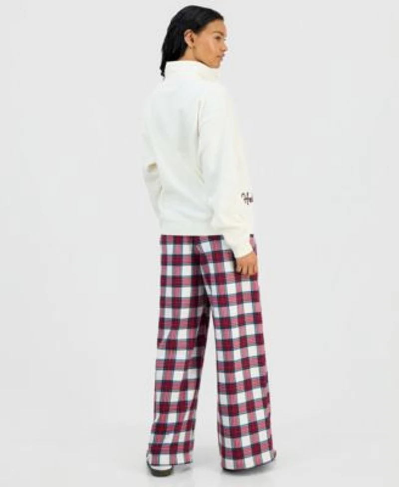 Grayson Threads The Label Juniors Hello Kitty Quarter Snap Sweatshirt Hello Kitty Plaid Fleece Pants