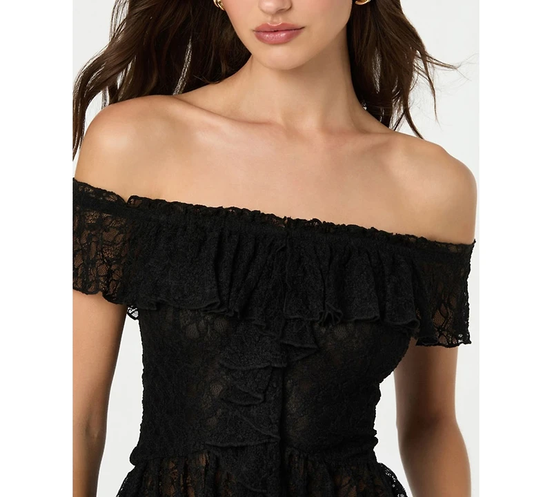 Astr the Label Women's Off-The-Shoulder Lace Ruffle Top