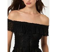 Astr the Label Women's Off-The-Shoulder Lace Ruffle Top