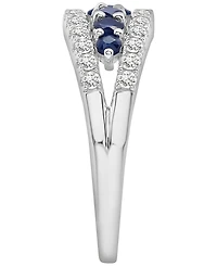 Macy's Blue Sapphire (7/8 ct. t.w.) and Diamond (1/2 ct. t.w.) Graduated Ring in 14k White Gold