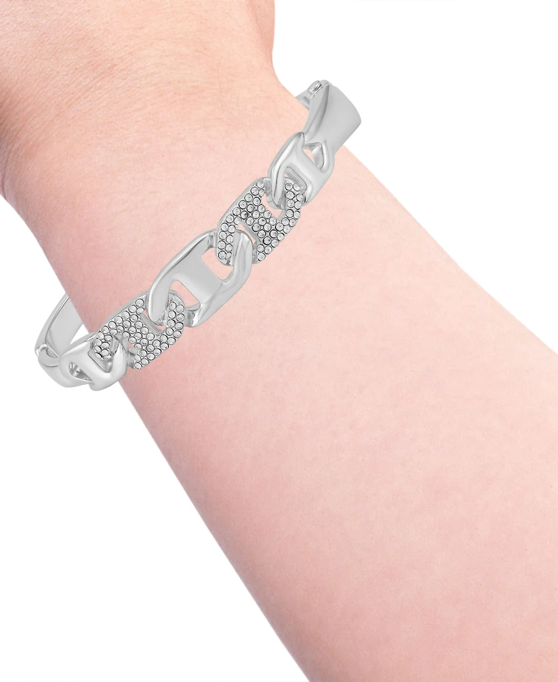 Guess Glass Stone Chain Link Silver-Tone Bangle Bracelet (Also Gold-Tone)