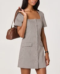 Astr the Label Women's Square Neck Button Up Dress