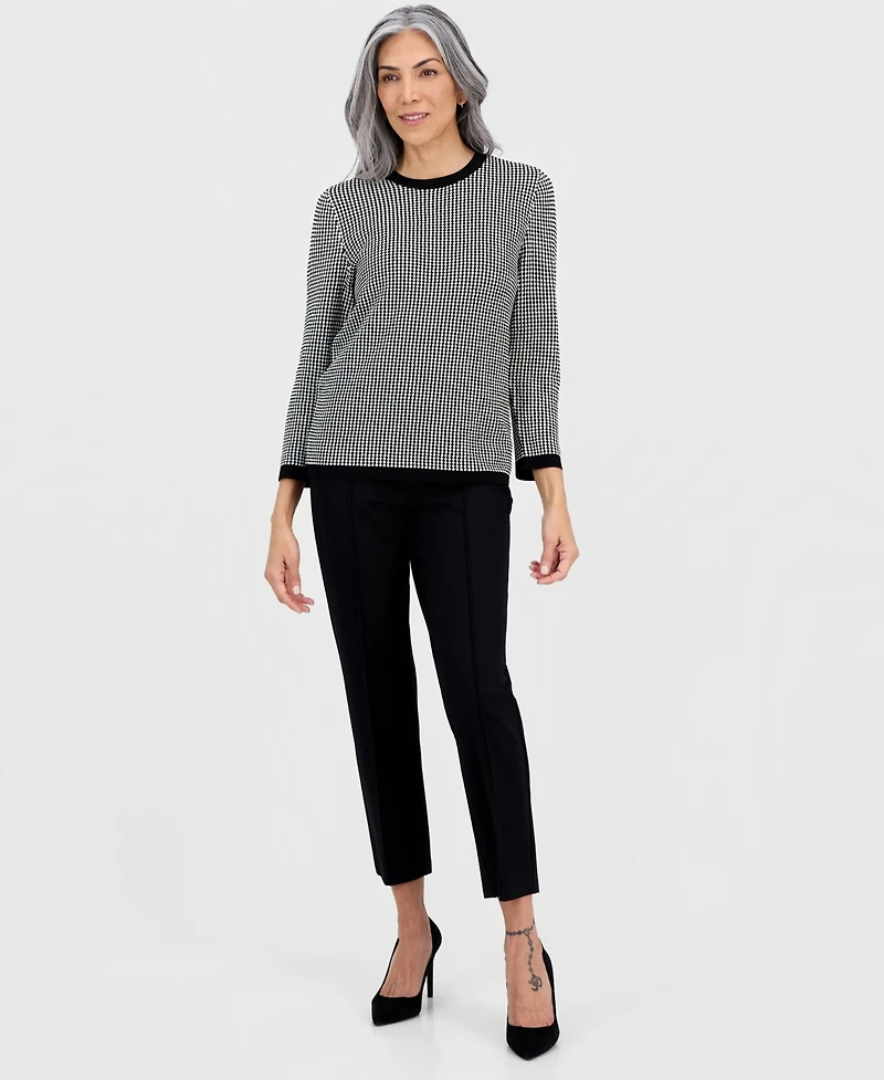 Kasper Women's Geometric-Print Crewneck Sweater