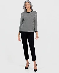 Kasper Women's Geometric-Print Crewneck Sweater