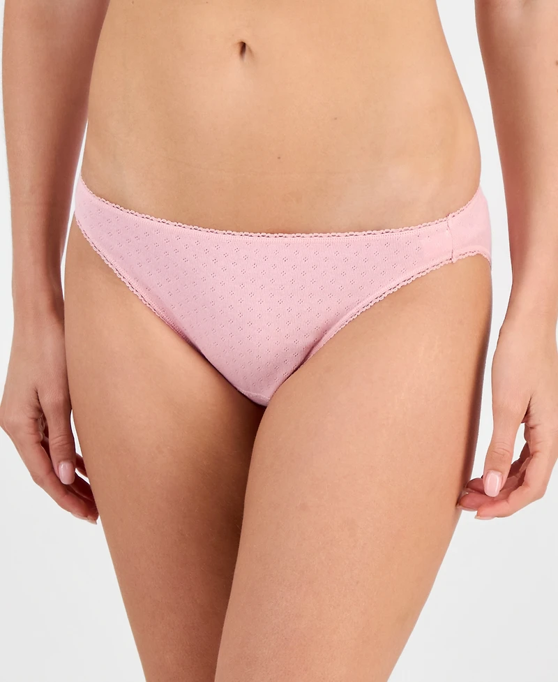 Charter Club Women's Cotton Pointelle Bikini Underwear, Created for Macy's