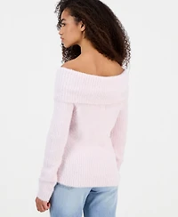 Hippie Rose Juniors' Marilyn Off-the-Shoulder Lurex Sweater