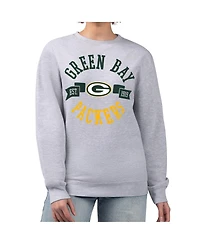 G-iii 4Her by Carl Banks Women's Heather Gray Green Bay Packers Large Team Graphic Fleece Pullover Sweatshirt
