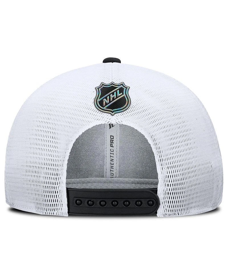 Fanatics Men's Black/White New Jersey Devils Authentic Pro Rink Lockup Adjustable Trucker Hat