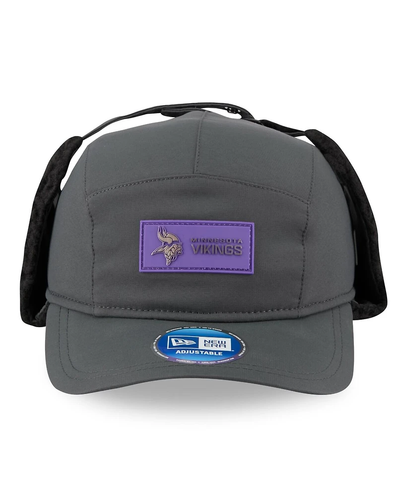 New Era Men's Charcoal Minnesota Vikings 2025 Sideline Cold Weather Runner Dog Ear Adjustable Hat