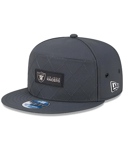 New Era Men's Charcoal Las Vegas Raiders 2025 Sideline Cold Weather Split Panel 9FIFTY Snapback Hat
