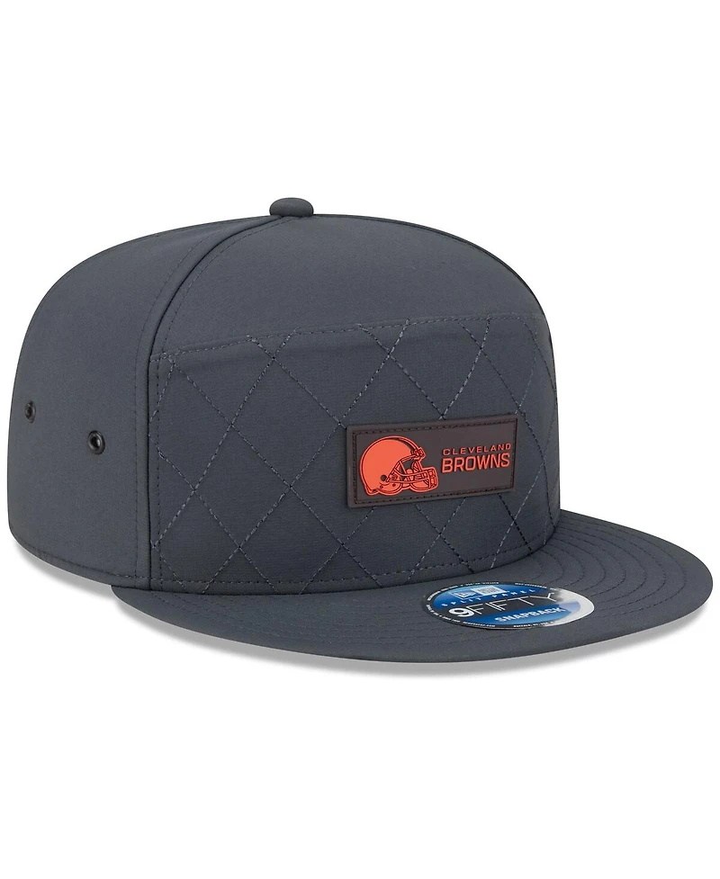 New Era Men's Charcoal Cleveland Browns 2025 Sideline Cold Weather Split Panel 9FIFTY Snapback Hat
