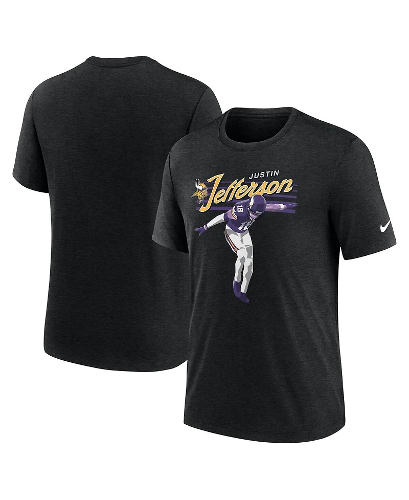 Nike Men's Justin Jefferson Heather Black Minnesota Vikings Player Graphic T-Shirt