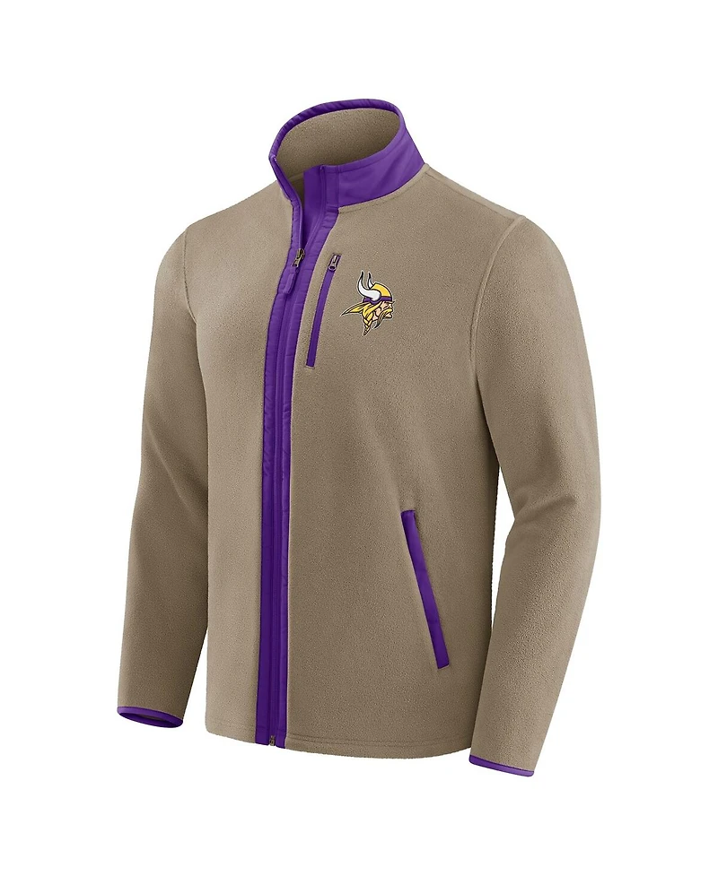 Darius Rucker Collection by Fanatics Men's Tan Minnesota Vikings Heavyweight Polar Fleece Full-Zip Jacket