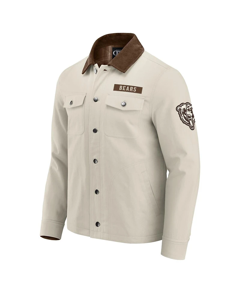 Darius Rucker Collection by Fanatics Men's Tan Chicago Bears Midweight Canvas Full-Button Jacket