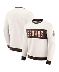 Darius Rucker Collection by Fanatics Men's Cream Cleveland Browns Color Block Crewneck Sweatshirt