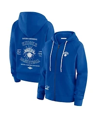 Wear by Erin Andrews Women's Royal New York Knicks Vintage Full-Zip Raglan Hoodie
