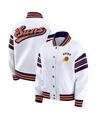 Wear by Erin Andrews Women's White Phoenix Suns Snap Front Fleece Sweatshirt
