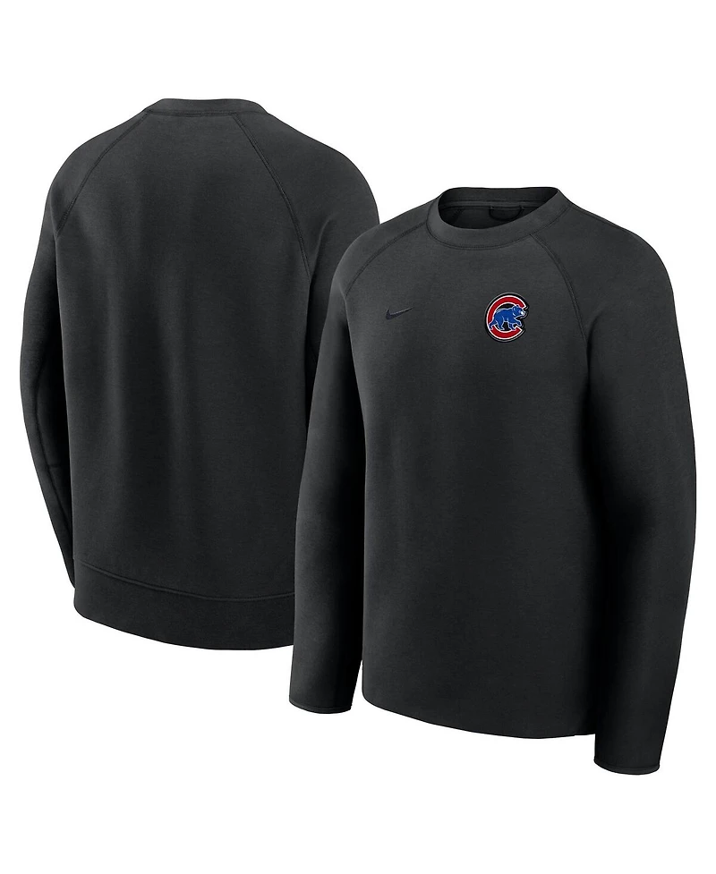 Nike Men's Black Chicago Cubs Tech Fleece Raglan Sweatshirt