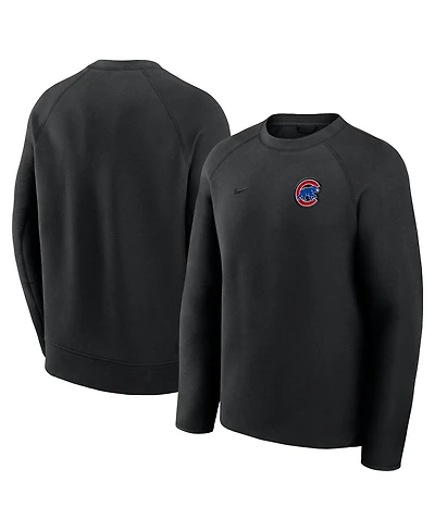 Nike Men's Black Chicago Cubs Tech Fleece Raglan Sweatshirt