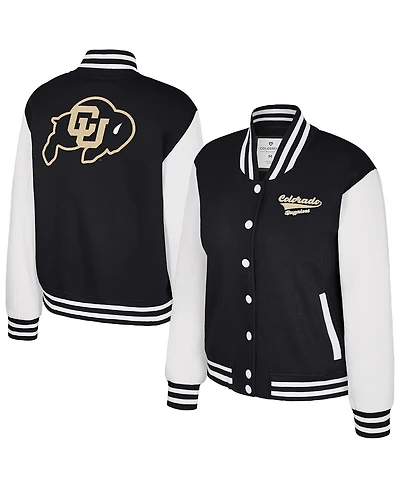 Colosseum Women's Black Colorado Buffaloes French Baguette Full Snap Fleece Jacket