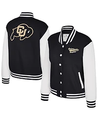 Colosseum Women's Black Colorado Buffaloes French Baguette Full Snap Fleece Jacket