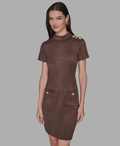 Karl Lagerfeld Paris Women's Mock Neck Pocket Dress