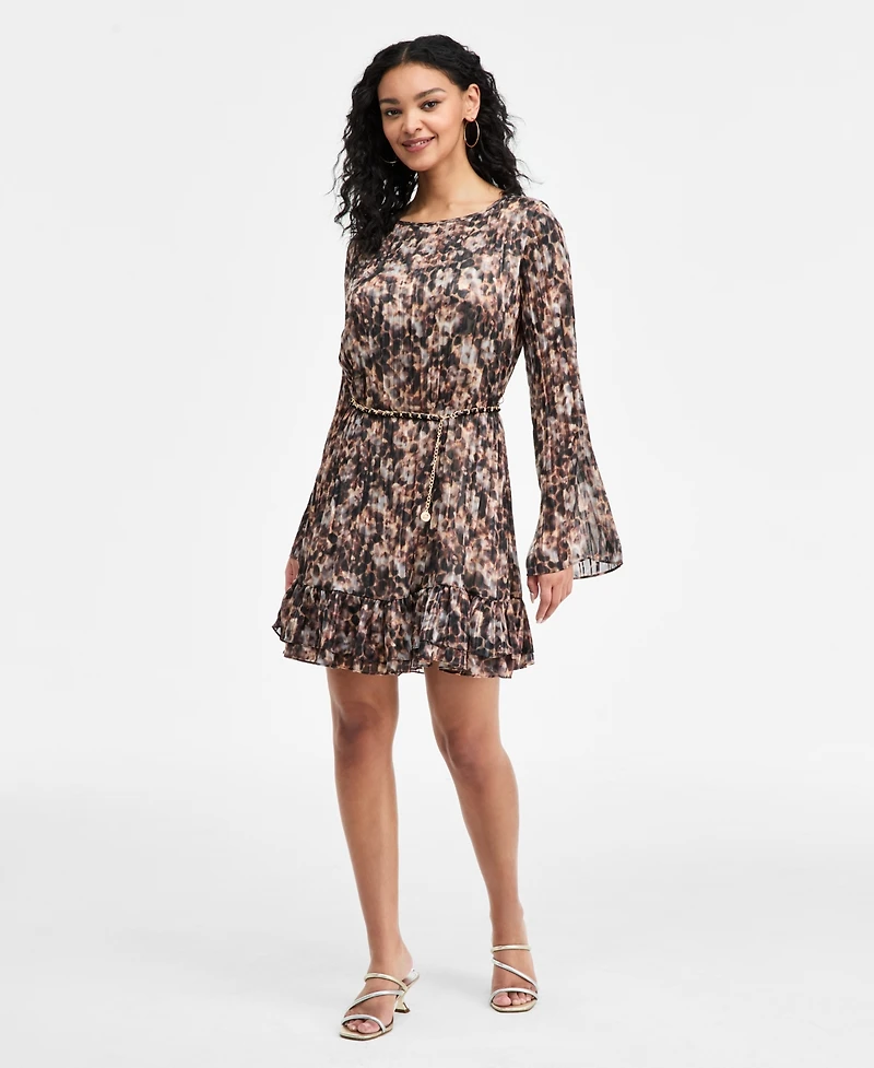 Guess Women's Long-Sleeve Ilenia Pleated Dress