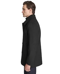 Kenneth Cole Men's Stand-Collar Zip-Bib Button Car Coat