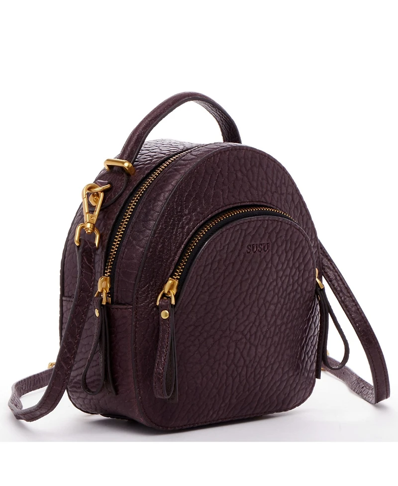 Small Leather Backpack Purse Convertible Crossbody Bag Womens Fashion Backpack for Travel and Everyday Handbag with Gold Hardware and Detachable Strap