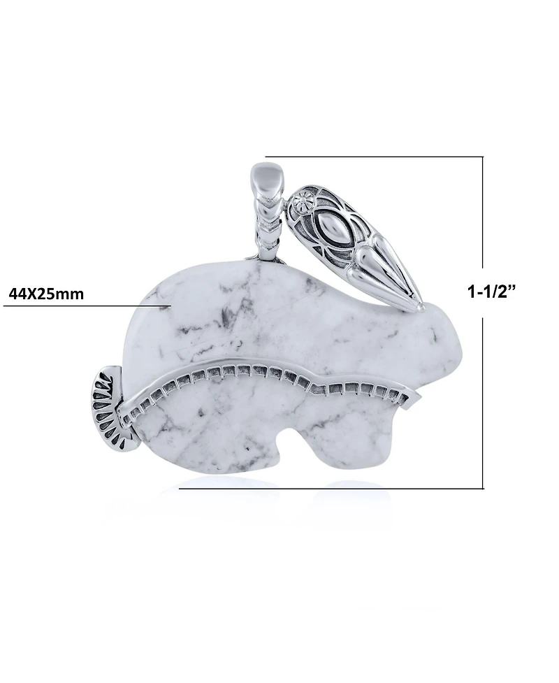 American West Jewelry Sterling Silver White Howlite Rabbit "Trickster" Pendant Enhancer